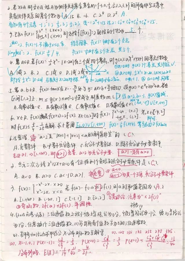 高考状元数学手写错题笔记（高清无码）