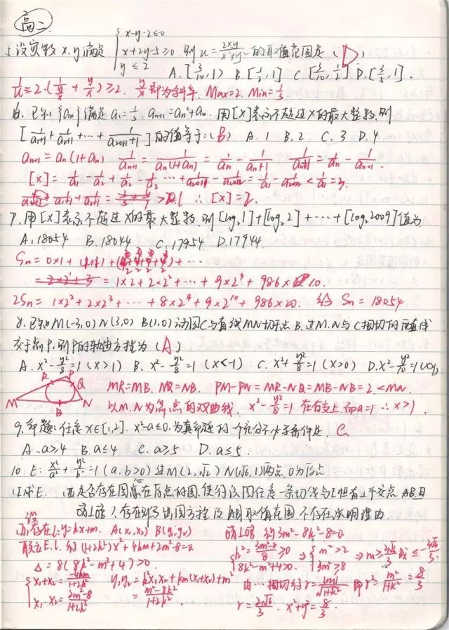 高考状元数学手写错题笔记（高清无码）