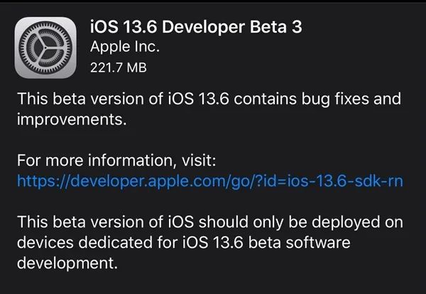 iOS 13.6最新公测版发布，修复Bug为 iOS 14 做准备！