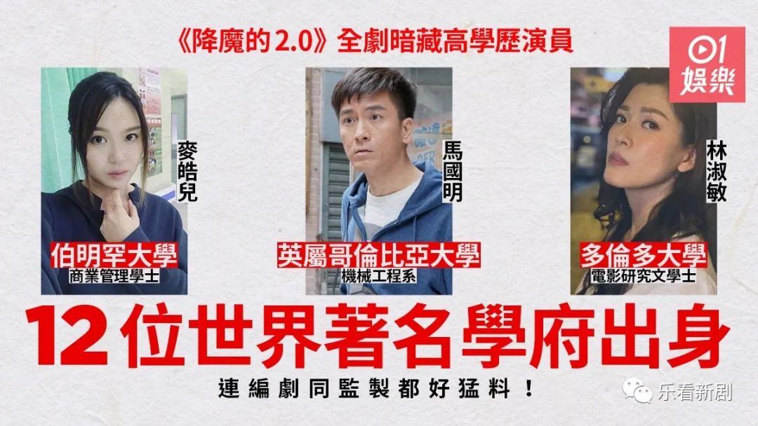 《降魔的2.0》堪称“TVB最高学历剧组”　12位艺人世界知名学府毕业