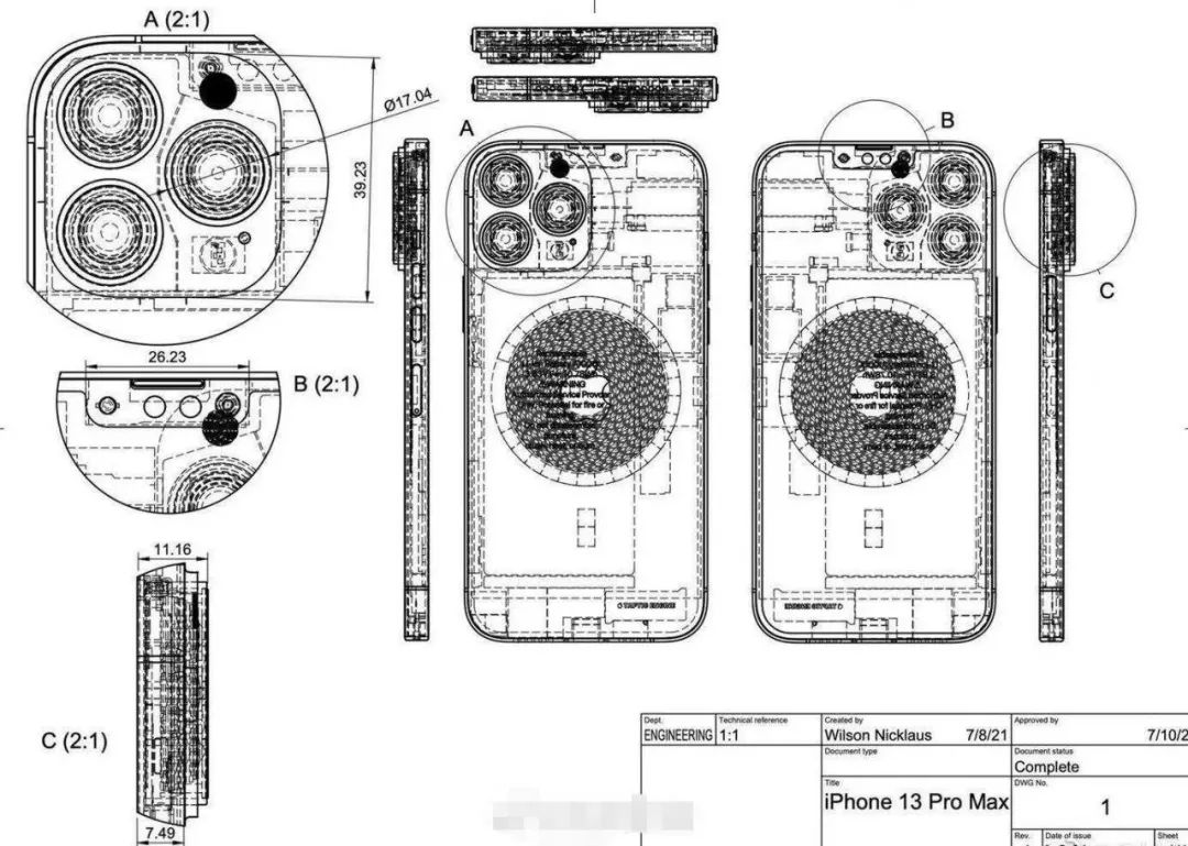 iPhone 13 Pro 图纸及原型机曝光，再无悬念