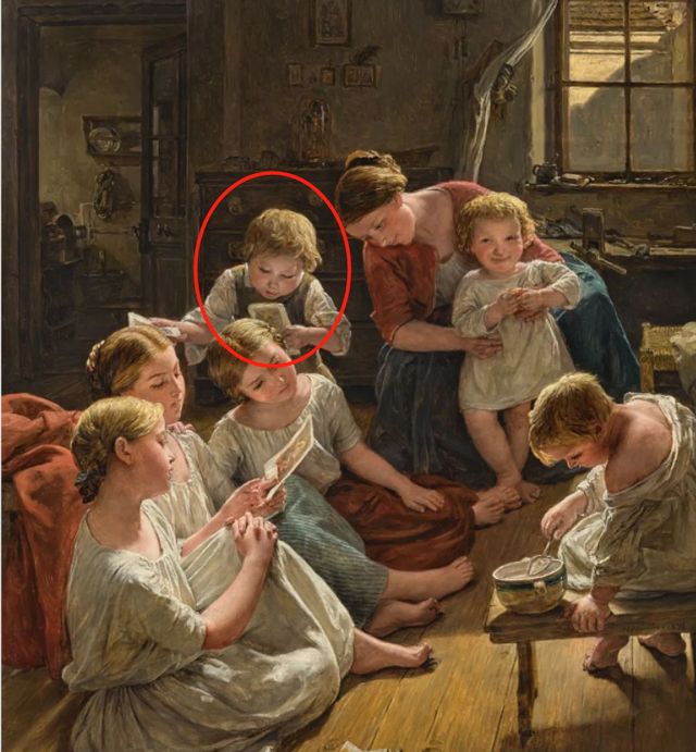 159年前的油画里，竟有人埋头“玩手机”，放大9倍看她手里拿的啥