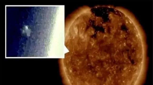 太阳附近出现巨型物体，UFO再次出现，随后一头扎进太阳内部！