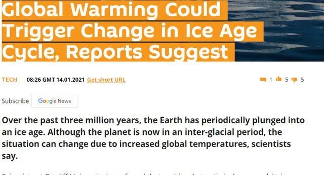 地球变暖或停止，新冰河时期马上来了？科学家这回找到了证据