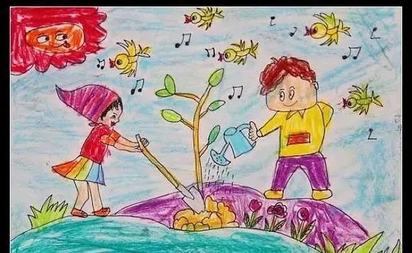 儿童画植树节