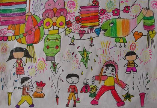 儿童画春节