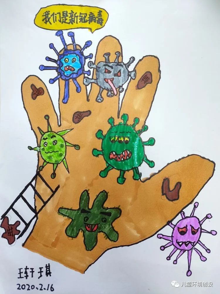 幼儿园小朋友画的抗疫画！