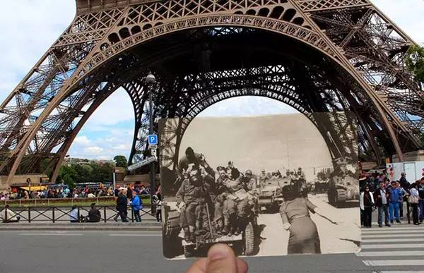 这个巴黎女孩把老照片拿到日光下，让你看看什么叫物是人非
