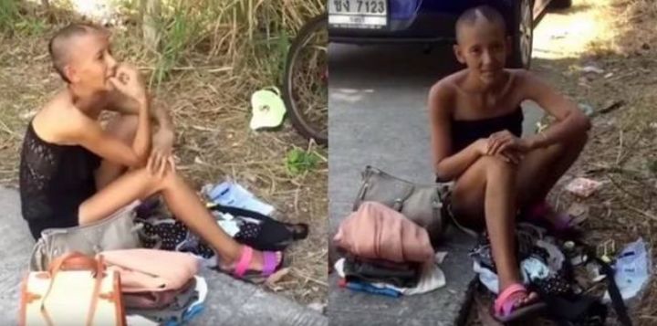 泰国甜美嫩模沦落街头乞讨曝光，网友却不领情：活该，她自作自受！