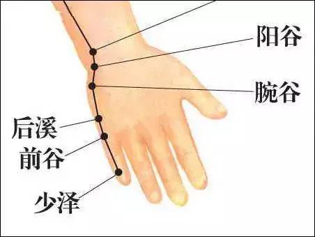 前谷穴：耳鸣、咽喉肿痛、乳少、热病