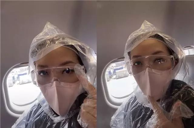 TVB女星搭飞机太夸张！穿雨衣戴口罩护目镜，还开小风扇喷水汽