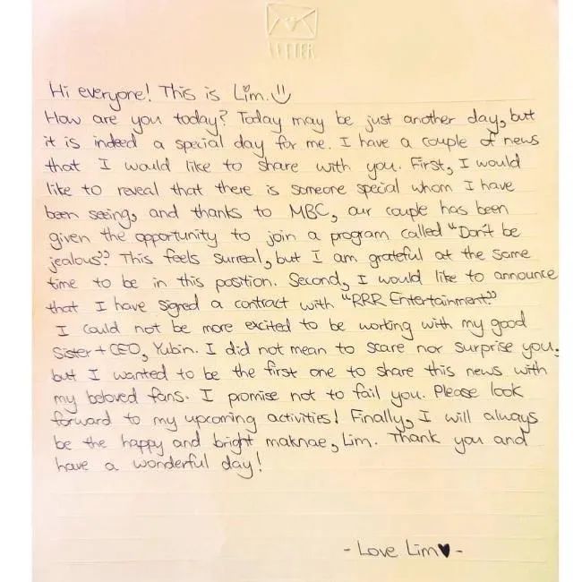 WonderGirls前成员惠林公开恋情「遇见了想共度珍贵时光的缘分」
