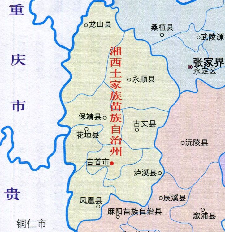 湘西州人口分布图：永顺县41.35万，泸溪县24.09万
