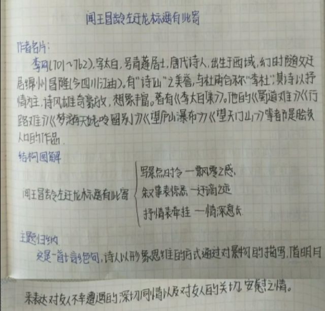 七年级语文上册第四课《古诗歌四首》课文笔记，预习和复习专用