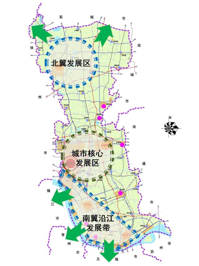 泰州地图 江苏省泰州市总体发展布局图 2018年