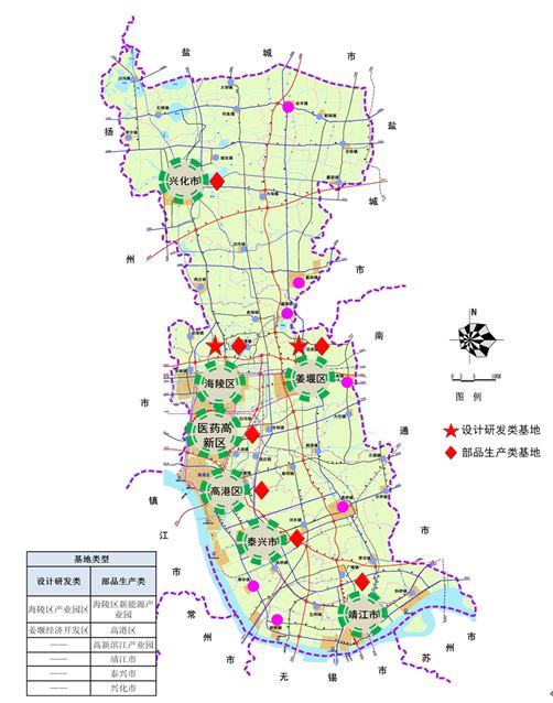 泰州地图 江苏省泰州市总体发展布局图 2018年