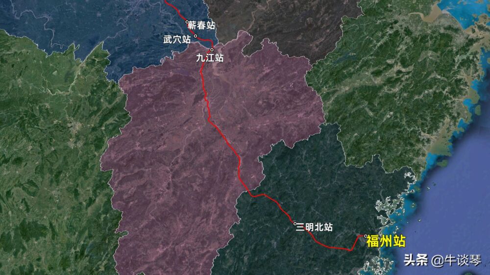 K70次列车运行线路图：山东青岛开往福州，全程2088公里