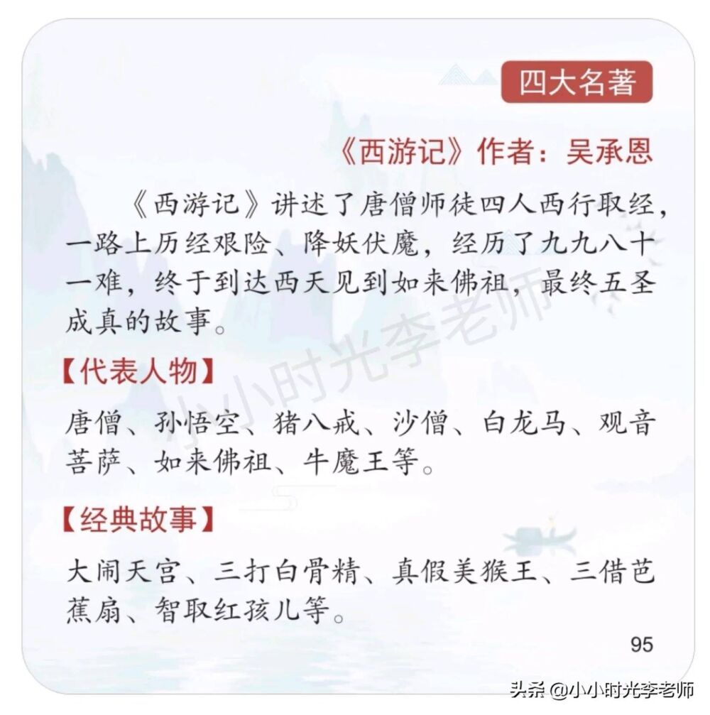 「语文」小学必过文学常识积累（卡片版）中国传统节日、四大名著