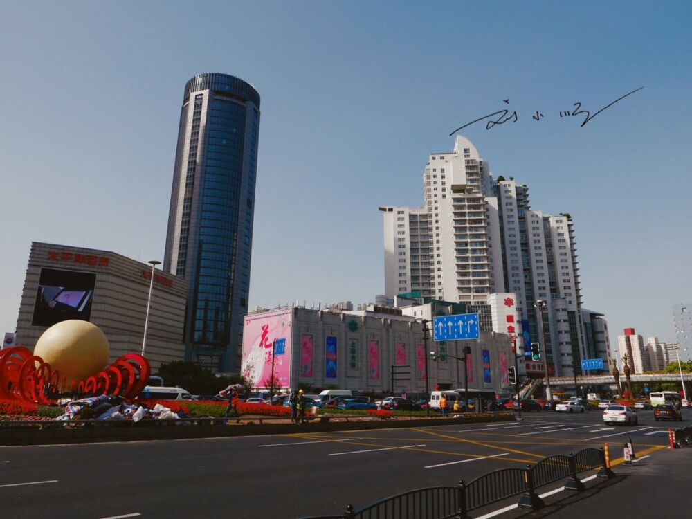 上海市区的著名商圈，商场密集，三条地铁线交汇，游客来得却不多