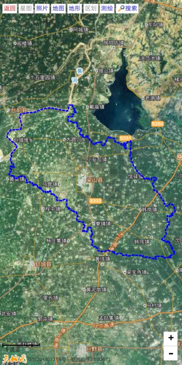 从卫星地图上看山东济宁市9县市的地理位置和地形