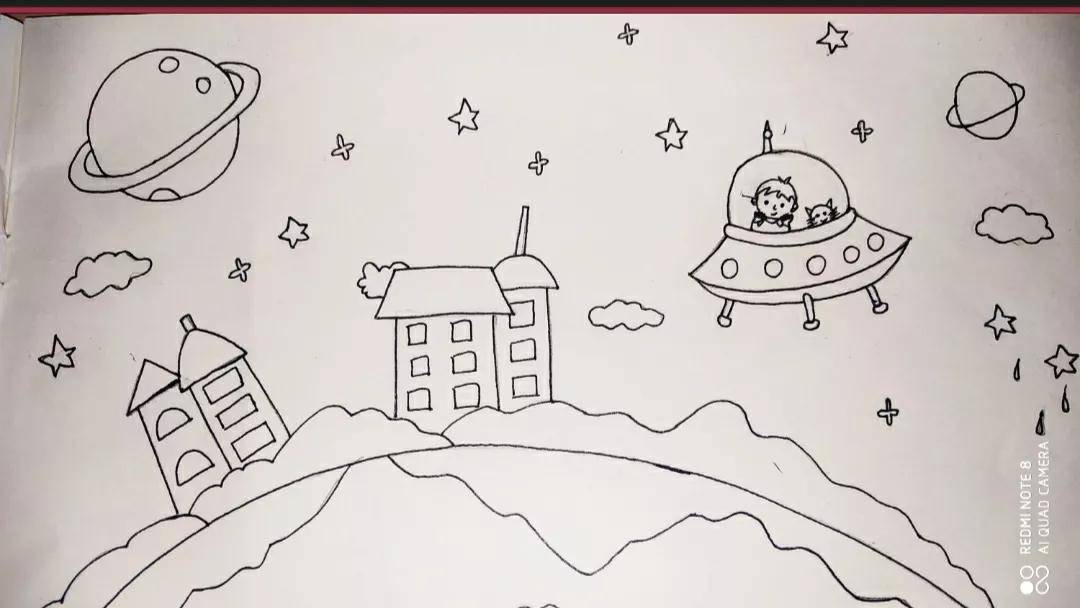 科幻主题的太空幻想儿童画的图文教程，快收藏备用吧