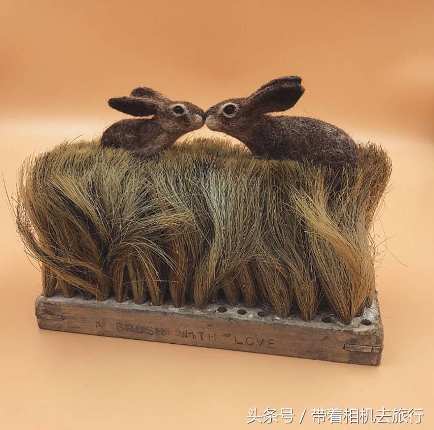 艺术家用毛毡和旧刷子制作出逼真“动物标本”