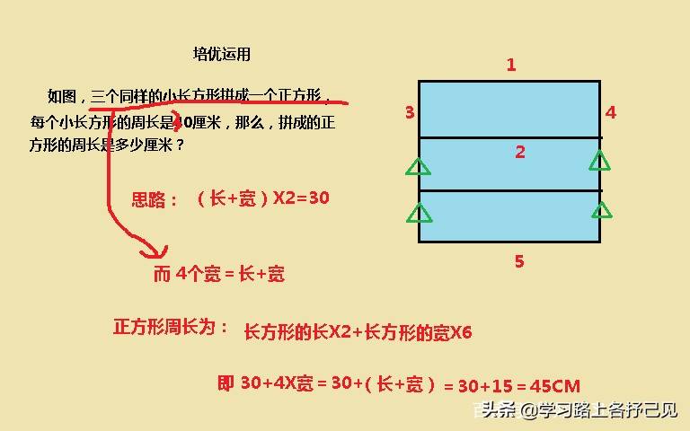 三年级数学考卷附加题，条件单一，又该如何巧算图形周长？