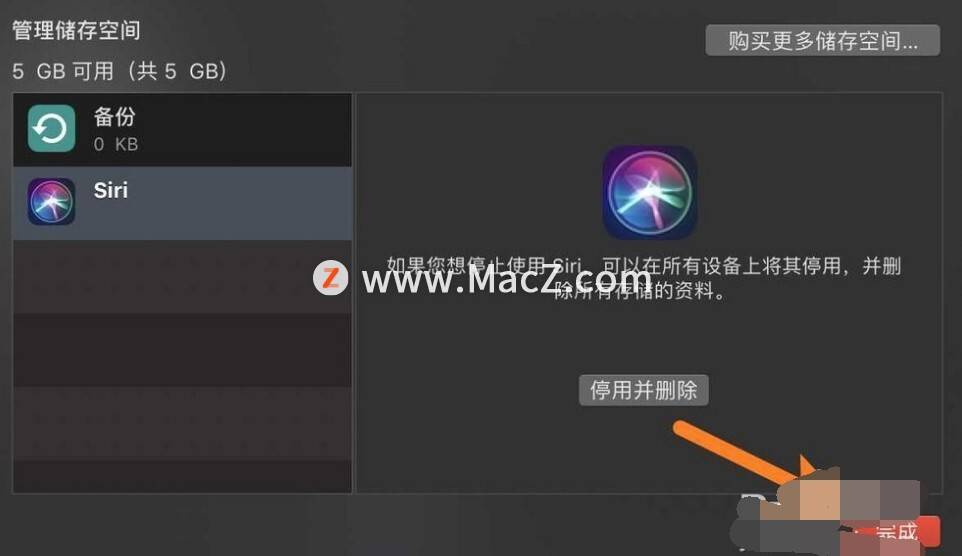 如何在Mac iCloud里删除Siri的备份？