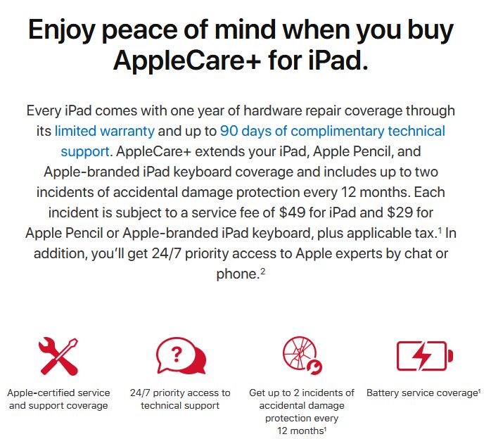 12.9英寸M1 iPad Pro屏幕保外维修费699美元 建议购买Apple Care 
