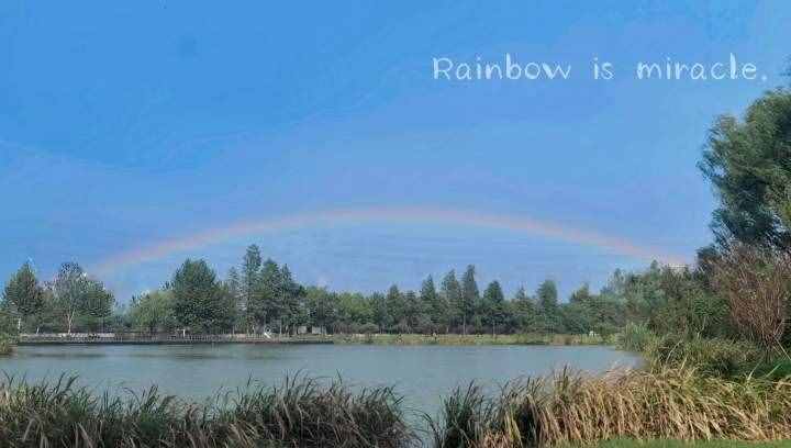 午后一阵太阳雨，杭州超山出现七彩虹！游客惊呼：太幸运了