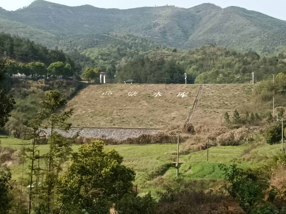 湖南宁乡灰汤偕乐桥高塘水库，山清水美秀如画，山花烂漫映山红