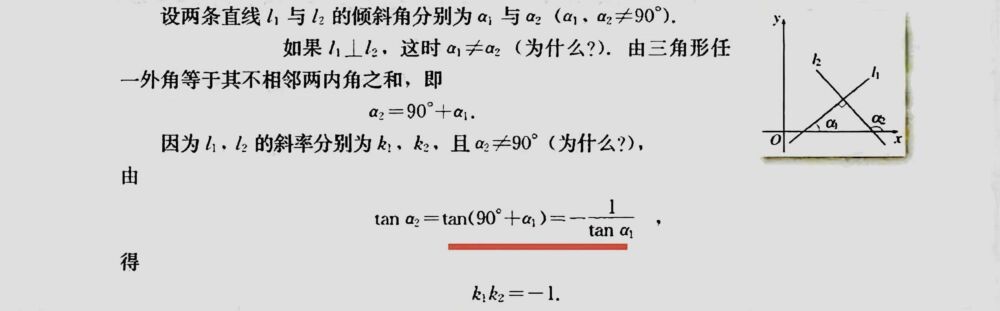 数学笔记 : 直线的斜率和两直线平行与垂直的判定