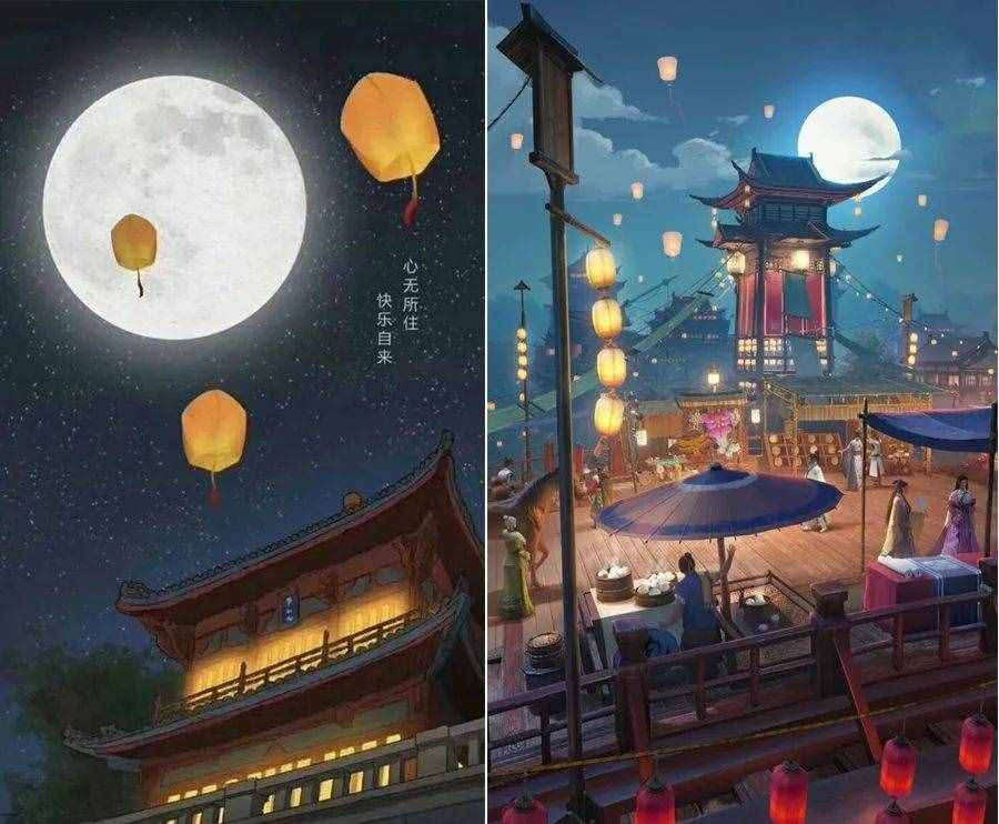 儿童画教程｜趣味色彩 创意线描中秋节的圆月