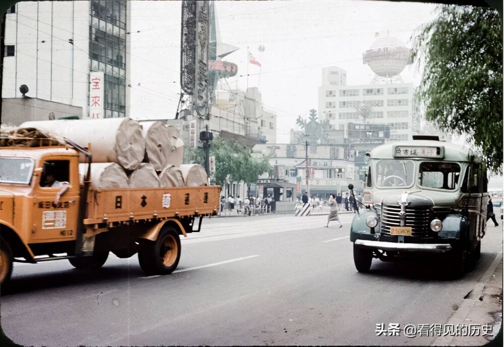 彩色老照片 1957年的日本东京 一派繁荣景象
