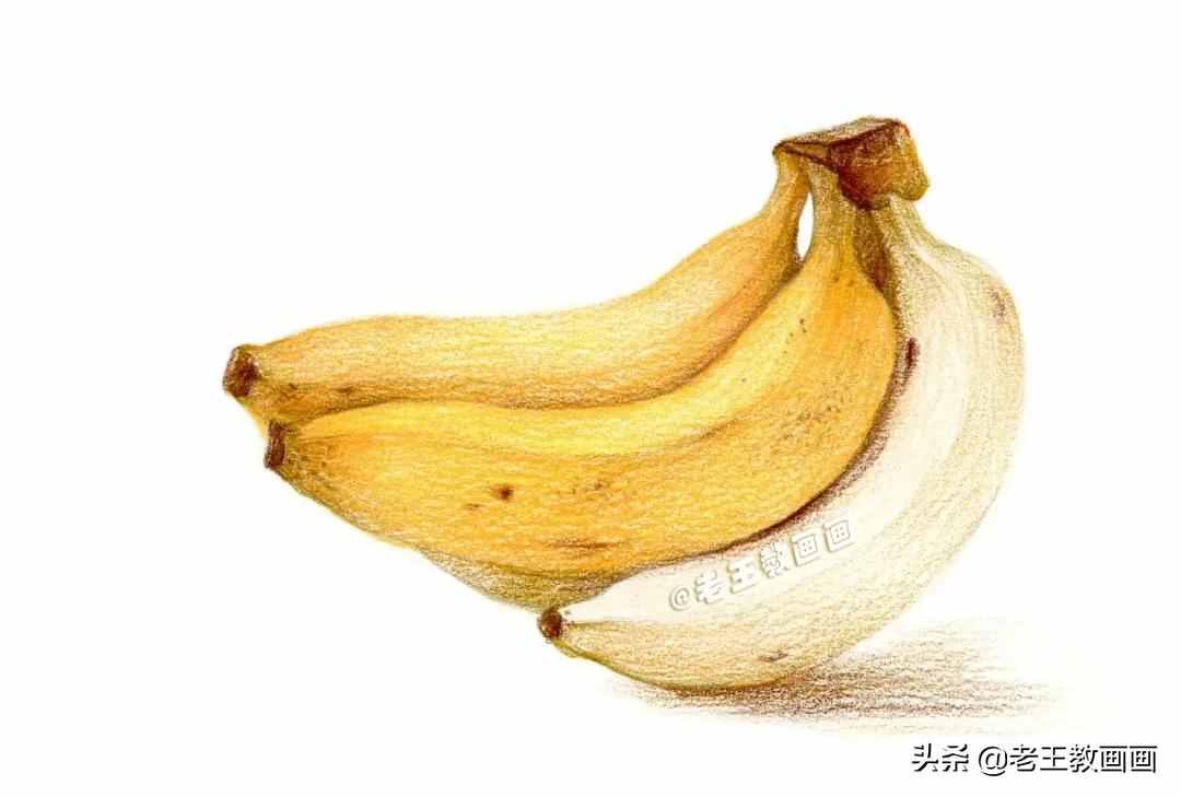 彩铅详细教程，教你画一盘香蕉