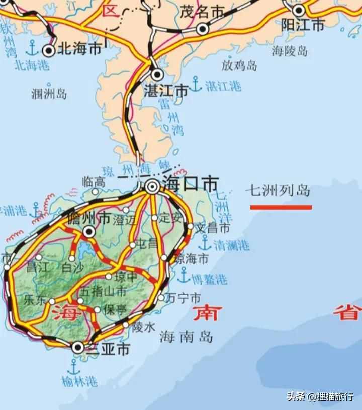海南省七洲列岛，包括北峙、南峙、双帆岛、狗卵脬峙等7个小岛