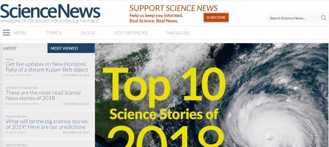 盘点｜2018年，这10个科学网站最受欢迎