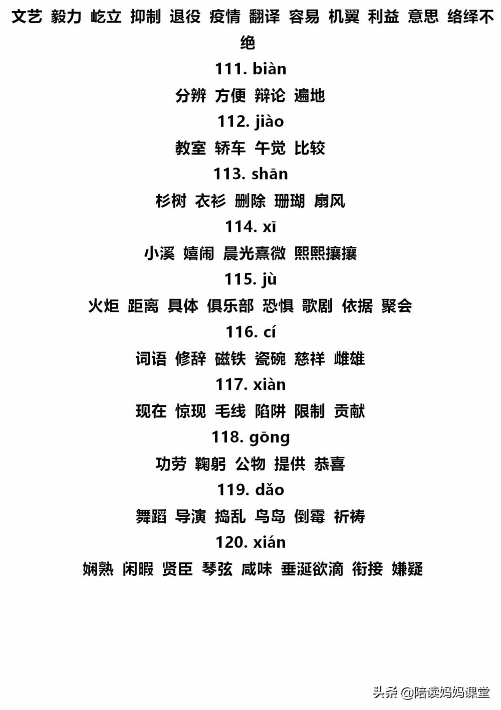 小学语文1-6年级常见120组同音字组词，帮孩子辨别清楚