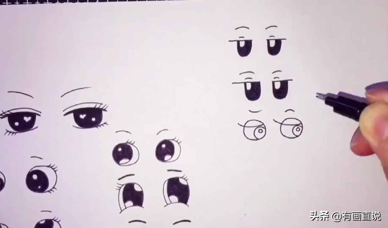 卡通简笔画人物各种表情眼睛的画法，教你画流泪的眼睛，附带视频