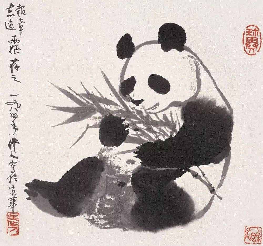 吴作人画水墨熊猫，太萌了