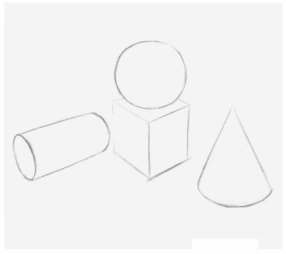 结构素描知识：几何体结构素描画法有哪些？分步骤图解教你画