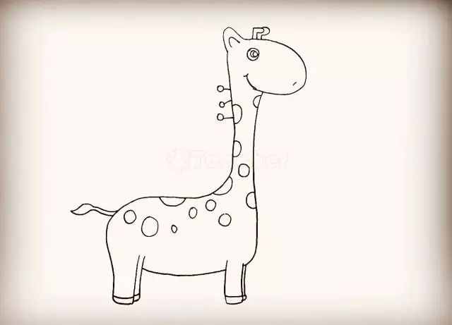 简笔画｜可爱的长颈鹿，画在你们的纸上吧