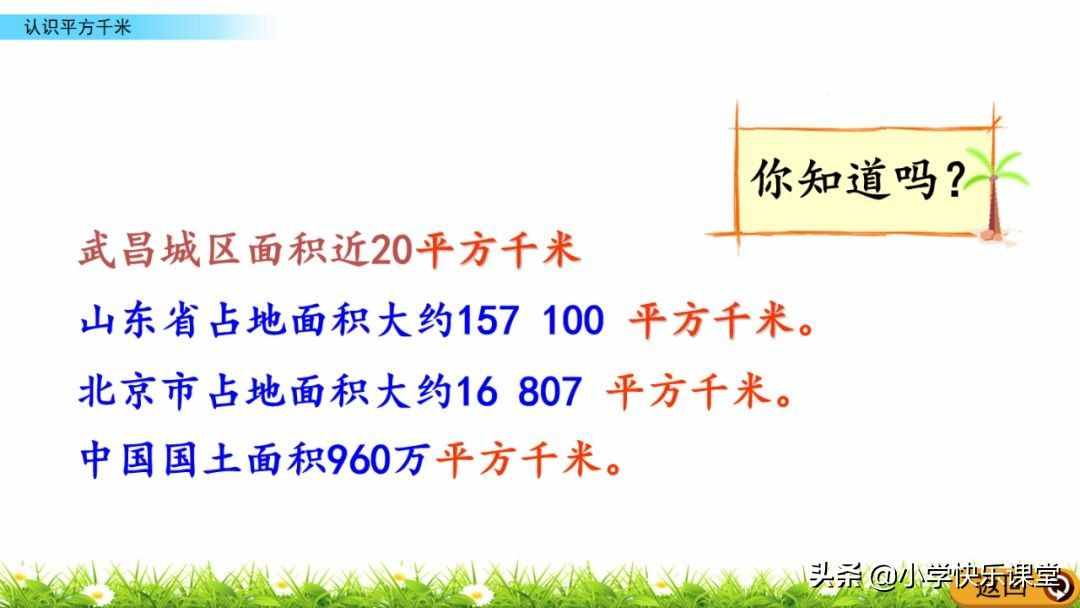 小学人教版四年级数学上第2单元《认识平方千米》图文讲解+知识点