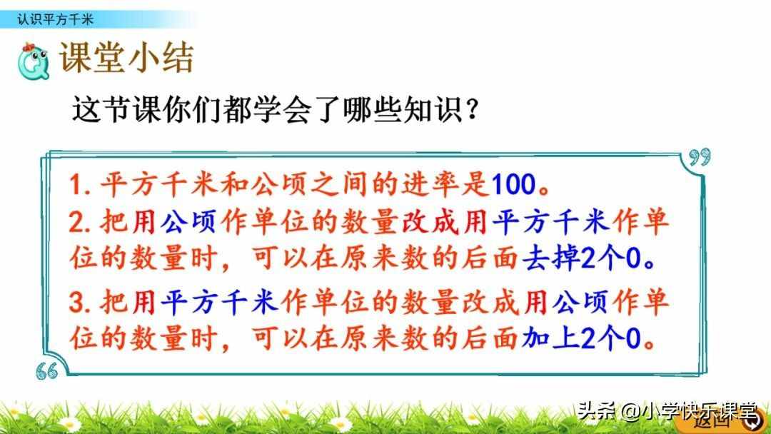 小学人教版四年级数学上第2单元《认识平方千米》图文讲解+知识点