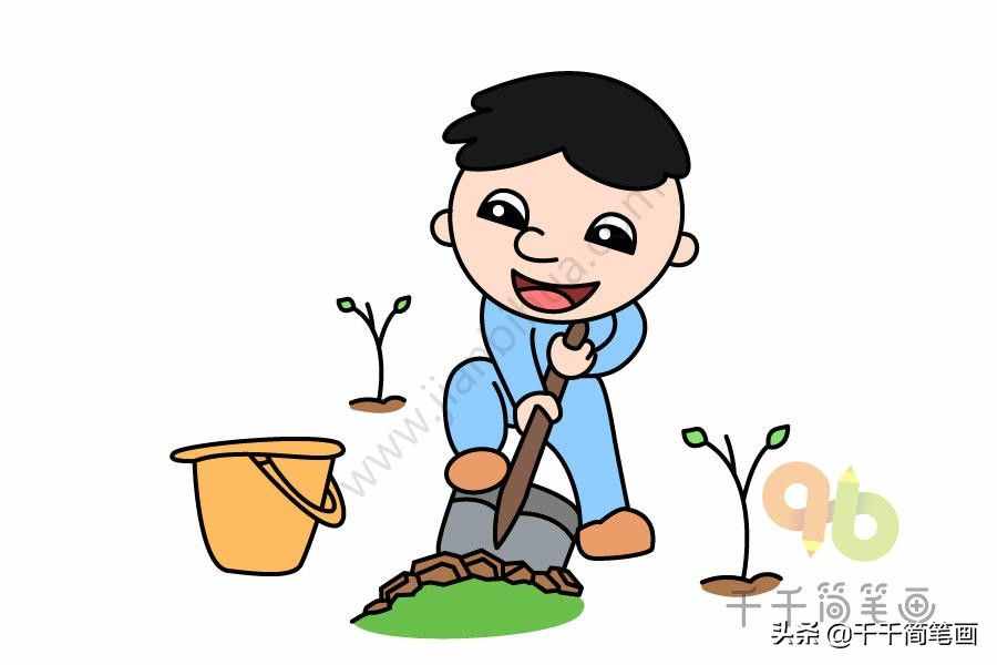 【育儿简笔画】春暖花开～和孩子一起植树去吧！