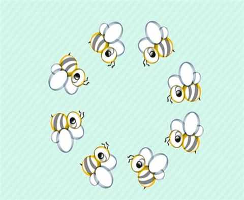 看图猜成语：两只小蜜蜂飞在花丛中，八只小蜜蜂怎么破，猜第三题