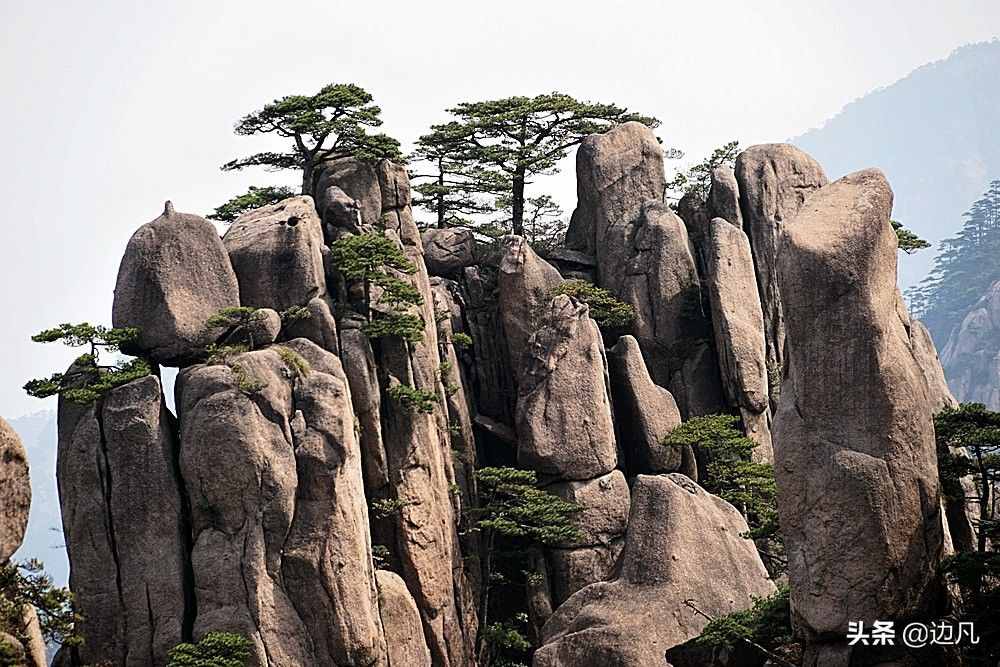 黄山奇石：“梦笔生花”，“猴子望太平”