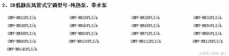 格力空调型号一览表，很齐全的