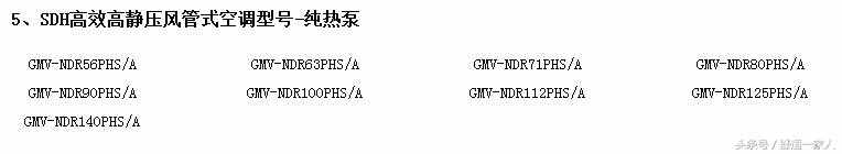 格力空调型号一览表，很齐全的