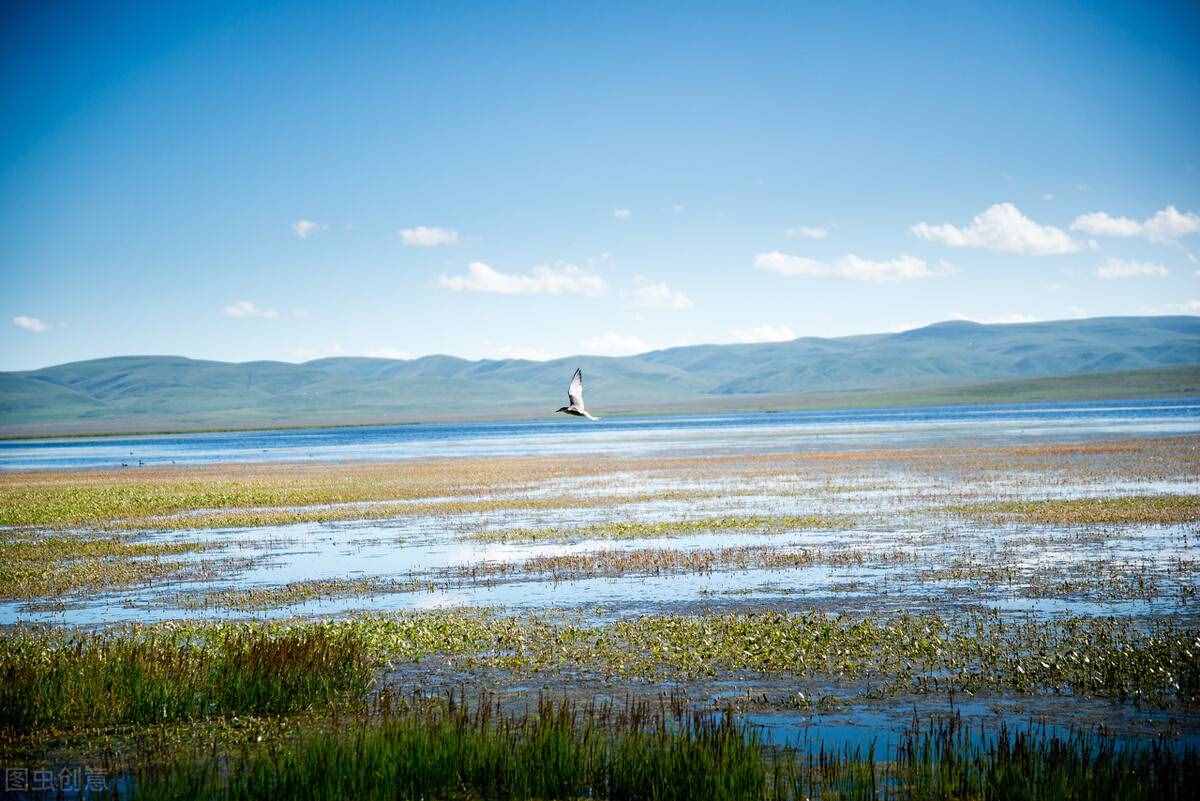 烟波浩渺，碧波连天的尕海湖就像一颗翡翠玉盘镶嵌在高山草原之间